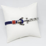 MAN ANCHOR BRACELET STEEL WITH BLUE CORD